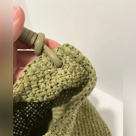 Madewell The Camren Straw Bag with Leather Trim in Sagebrush with gold charms - Picture 16 of 16